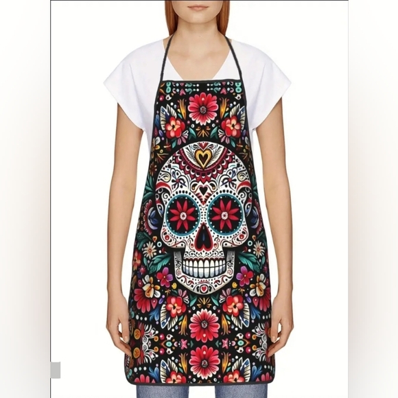 Other - Vibrant Floral &  Skull Unisex Apron. New!